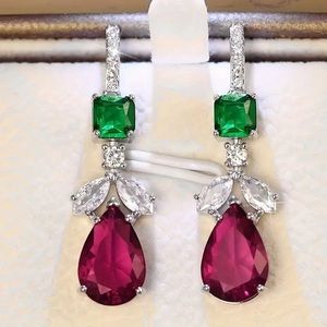 Luxury Crystal Gems Dangle Earrings